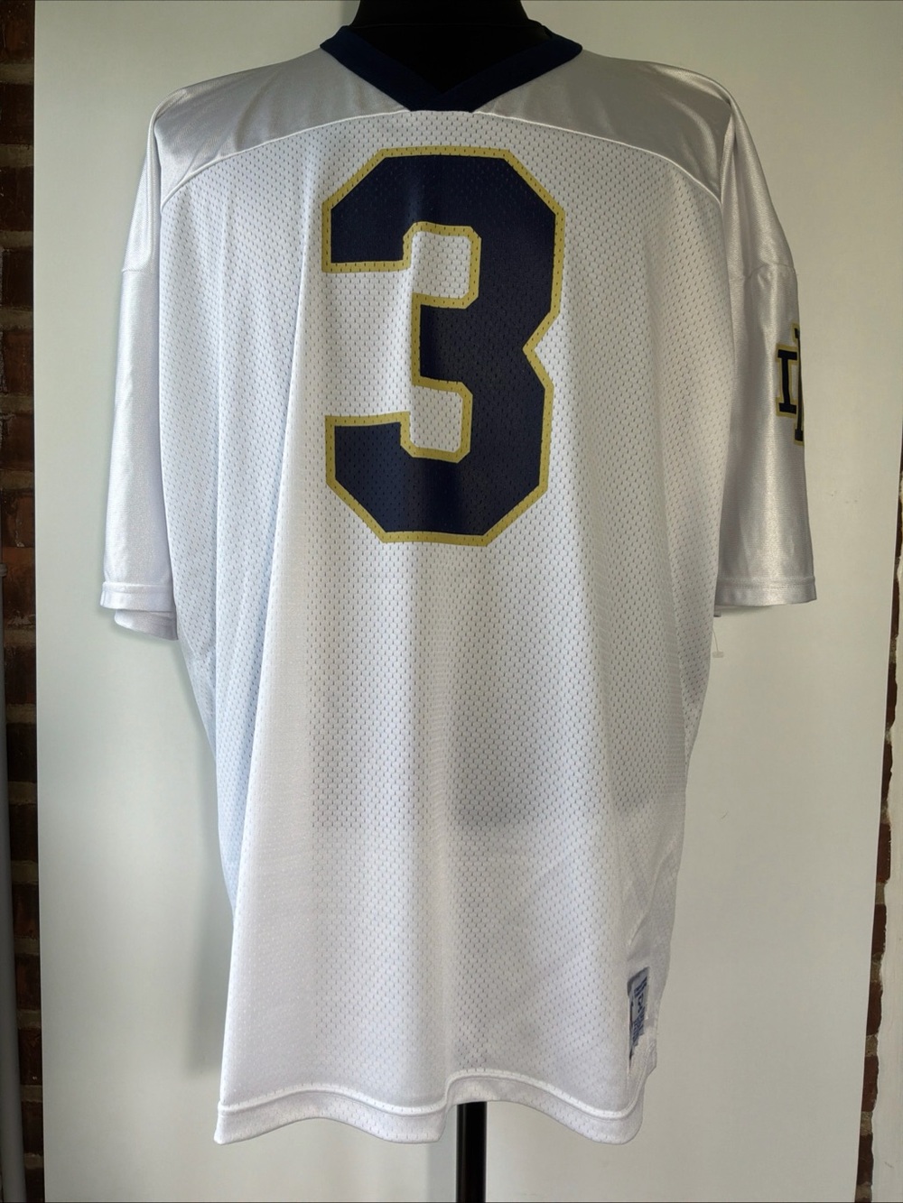Vintage Champion Notre Dame Fighting Irish #3 White Jersey Size 52